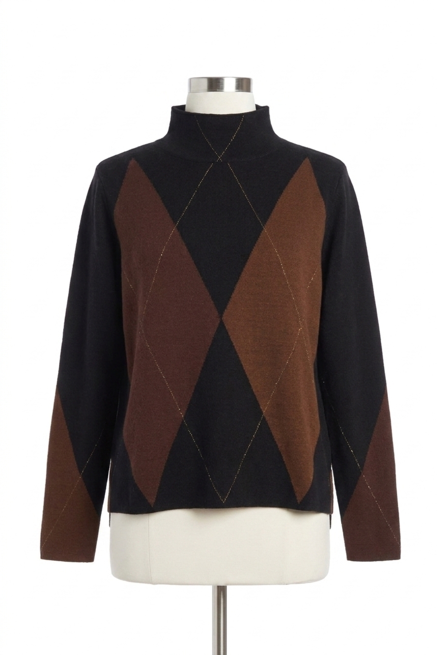 NEW LYSSE greta sweater in placed diamond